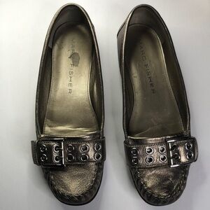 MARC Fisher Womens Karynee Leather Buckled Slip On Loafer Flats Size 7.5